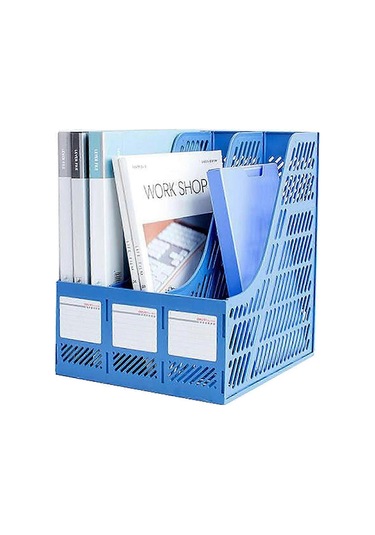 Ganzhoushop Ofis Dolabı 2 Parça Plastik Saklama Kutusu Dosya Depolama Masa Düzenleyici Kutu Sıralama Kutusu Dergi Rafı 3 Bölme