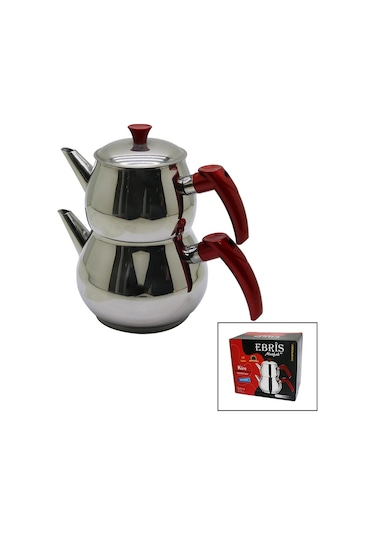 Orta Boy Küre Çelik Çaydanlık Seti Üst: 1lt - Alt: 1.60lt 5224 Çok Renkli