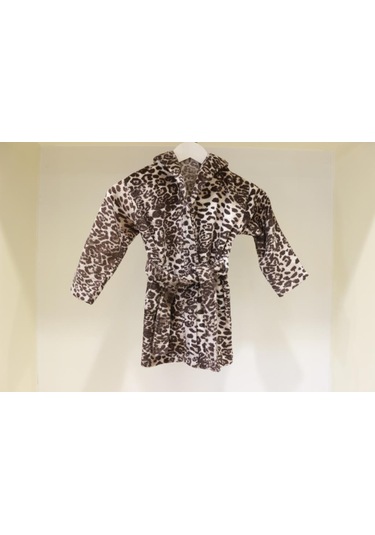 Bebek & Çocuk Baskılı Kapşonlu Bornoz %100 Pamuklu Unisex Çok Renkli