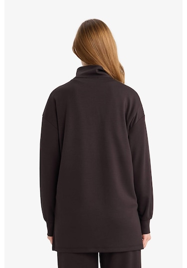 Defacto Regular Fit Fermuarlı Yaka Uzun Kollu Tunik F5771ax25aubn338 Kahve-bn338