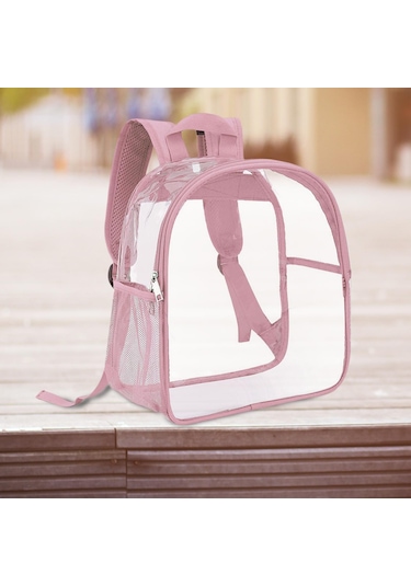Homyl Şeffaf Sırt Çantası Pvc Mini Dayanıklı Gizli Sakli Pembe