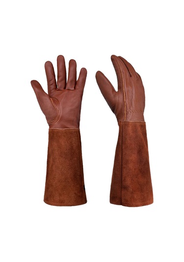 Yaleker Bahçe Çalışmaları İçin Deri Eldiven, Taban Kaymazlı, Uzun Kollü, Kahverengi, S Beden - Bahçe Bakımı Ve Çiçek Aşısı İçin Dayanıklı Eldivenler
