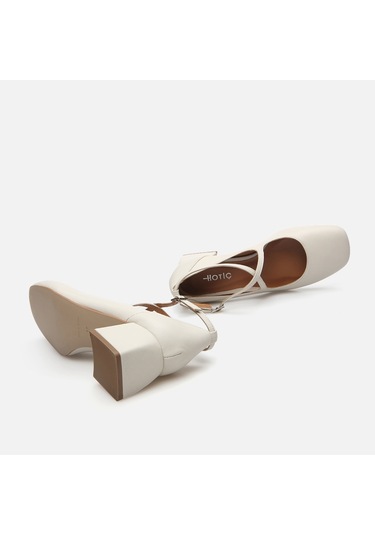 Hotiç Hakiki Deri Kemik Kadın Kalın Topuk 01ayh285100a400 Kemik