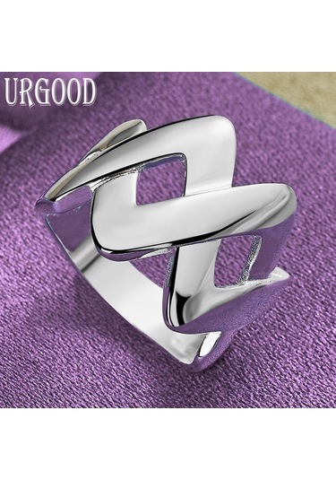 925 Ayar Gümüş Geometrik Yüzük Hediye Moda Takı 10