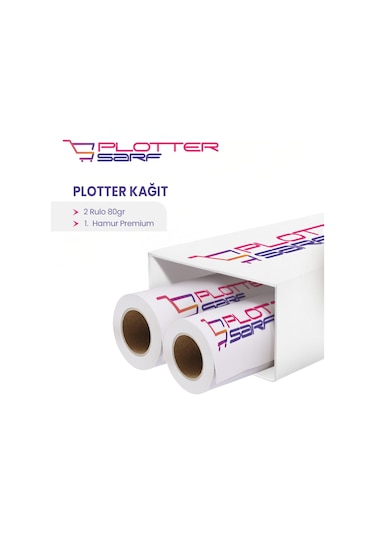 PlotterSarf® Premium 80 G Plotter Kağıdı 75 CM x 130 M 2 Rulo