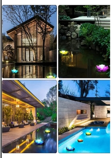 Nilüfer Lotus Çiçeği Yüzen Işıklar-otel-villa-bahçe Havuz Işıklan