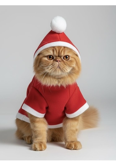 Buddy Kapşonlu Yılbaşı Kedi Sweatshirt Noel