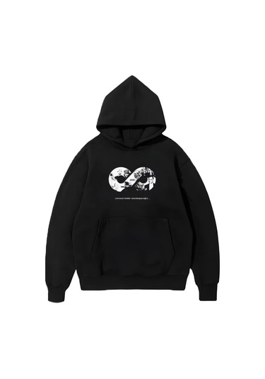 Üç İplik Kapşonlu 10 Kasıma Özel Sweatshirt - Siyah Çok Renkli