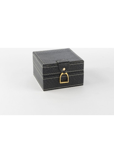 Mikasa Moor Siyah Gold Kulplu Deri Kutu 12x12x8cm