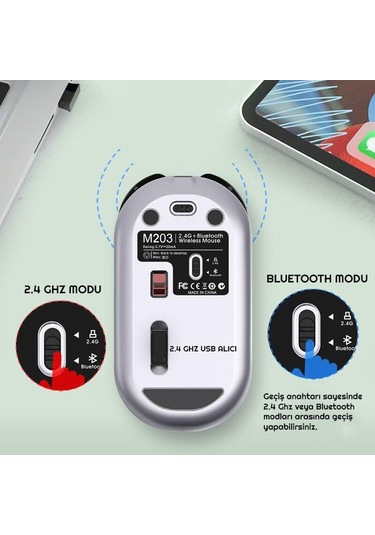 Exeo M203 Bluetooth 2.4 Ghz Şarjlı Ergonomik 1600 Dpı Mouse