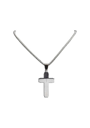 Siyah Klasik İncil Çapraz Zincir Kolye Erkek Paslanmaz Çelik Kolye Kolye