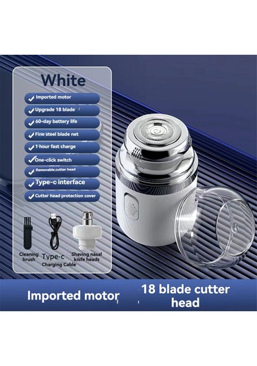 2'si 1 Arada Taşınabilir Elektrikli Tıraş Makinesi Burun Düzeltici Beyaz