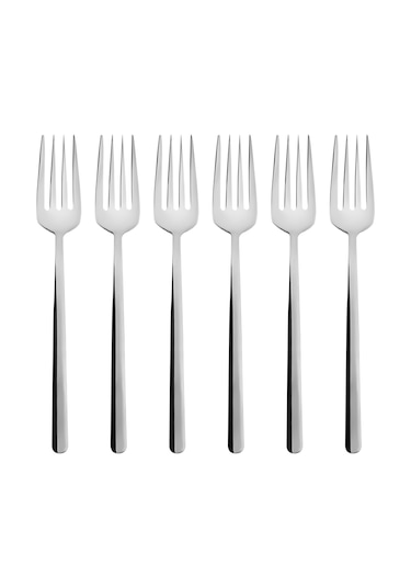 Emsan Bead 6 Parça 18 /10 Paslanmaz Çelik Tatlı Çatalı Seti Platin Gümüş