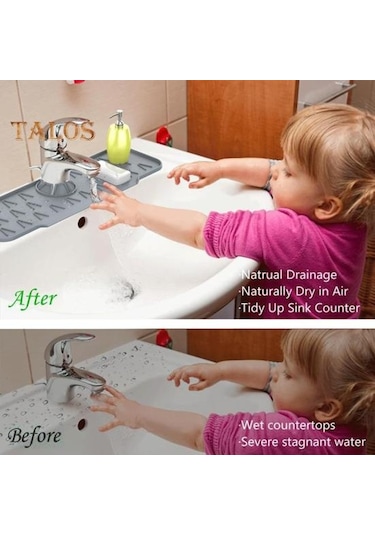 Gökyüzü Mavisi Lavabo Sıçrama Koruması Ultra Kalın Çok Amaçlı Basit Kurulum Pratik Lavabo Bataryası Mat Tezgah Üstü Sıçrama Önleyici Drenaj Pedi