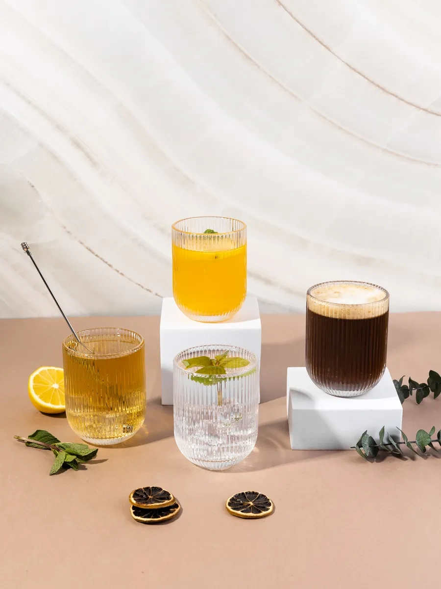 Sunny Home Kokteyl Ve Meyve Suyu İçin Cam Tırtıklı Bardak Seti 346044464 Beyaz