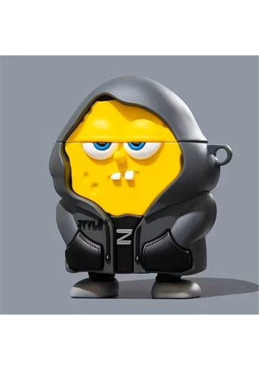 Apple Airpods Pro 3. Nesil 2025 Uyumlu Figürlü Silikon Kılıf Anahtarlıklı Kılıf Sarı - Füme