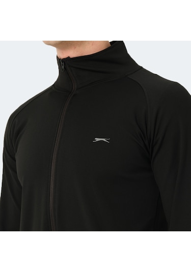 Slazenger ORRA IN Erkek Fermuarlı Dik Yaka Cepli Siyah Eşofman Takımı