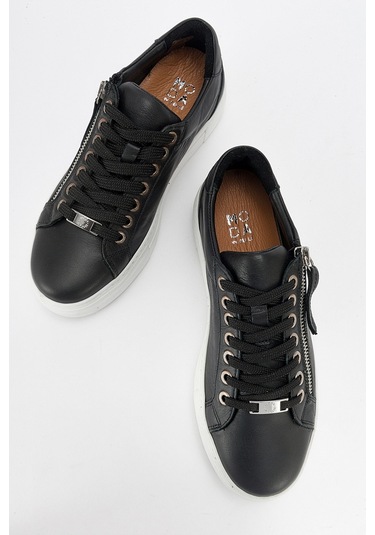 Luvishoes Berly Siyah Hakiki Deri Kadın Sneakers Siyah