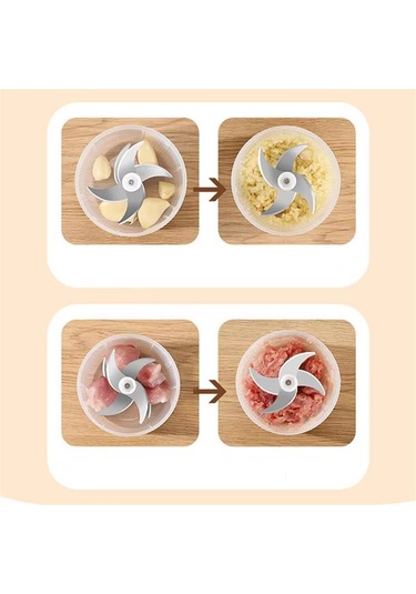 Usb Şarj Edilebilir Elektrikli Gıda Doğrayıcı - Sarımsak Presi, Kıyma Makinesi Siyah