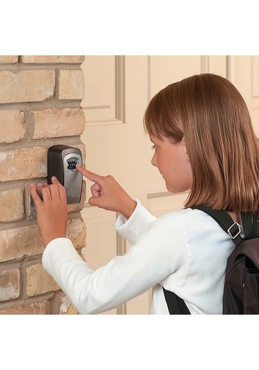 Chenkestoreone Gri Kombinasyonlu Çelik Anahtar Kasası, Hıza Dayanıklı Ev Ofis Güvenlik Kutusu Gri