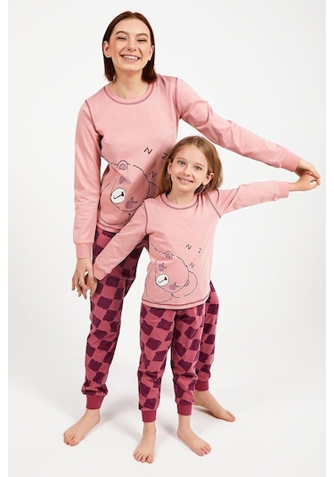 Roly Poly 2981 Bear Pembe Kadın Uzun Kol Pijama Takım Gül
