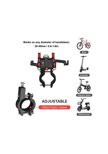 Folinda Alüminyum Bisiklet Telefon Tutucu, Silikon Renkli Parçalar İle Değiştirilebilir, 20-40mm Çubuk Çapı, 55-95mm Telefon Genişliği, Sağlam Tutma Diğer
