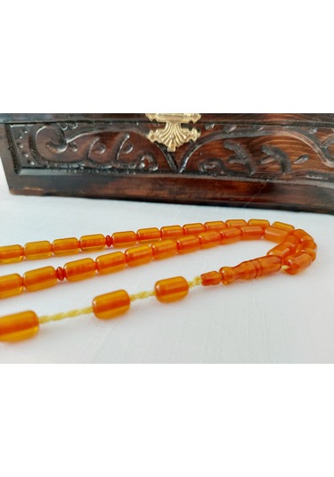 Soma Tesbih Çubuk Malzemeden Yapılma Kapsül Kesim Sıkma Kehribar Tesbih 7 x11