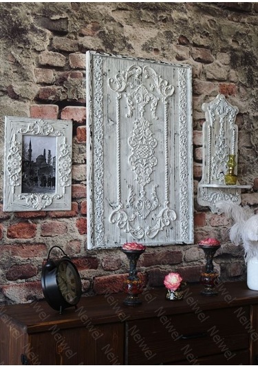 Neiwel Vintage Arfel Eskitme Beyaz Tablo