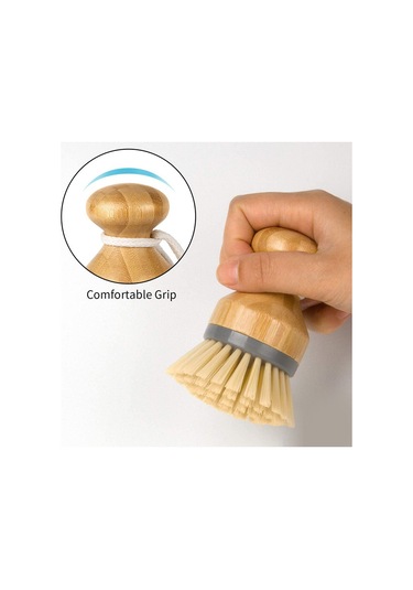 Bambu Palmiye Fırçası, Bulaşıkları Ve Düz Tavaları Temizlemek İçi