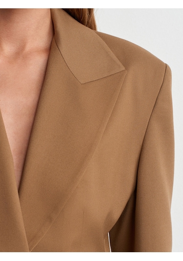 Dilvin 60774 Fitted Kesim Vatkalı Blazer-camel CAMEL