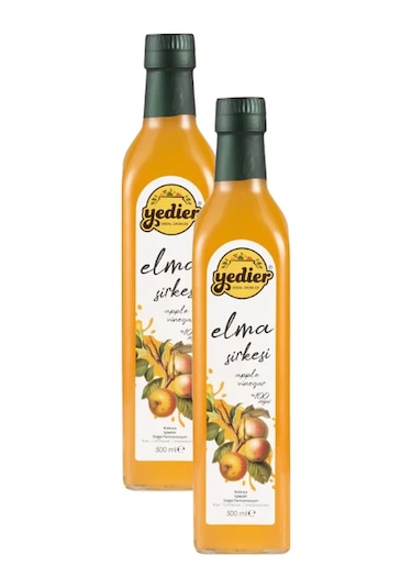 Yedier Doğal Fermantasyon Katkısız Elma Sirkesi Cam 2 x 500 ML