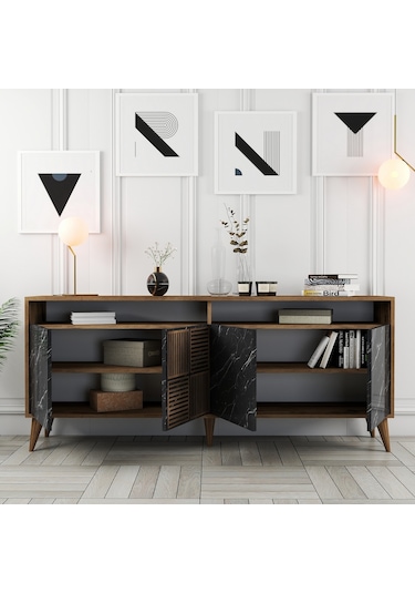 Variant Variant Milan Konsol - Ceviz / Siyah Mermer