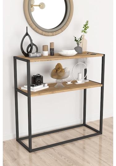 Bofigo Metal Ayaklı Dresuar Dekoratif Raflı Dresuar Çam