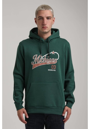 Kapüşonlu Yeşil Slim Fit Full-zip Sweatshirt 24fwm64079 YESIL Yeşil