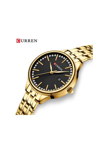 Skycity Curren Kadın Kol Saati 9099: Zaman Ve Takvim Gösterimi, Gümüş Kasa Mavi Gösterge, Çelik Kordon, Günlük Kullanıma Uygun Siyah