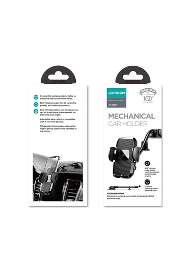Joyroom Jr-zs259 360 Derece Dönebilen Mekanik Araç Tutucu, Stil: Uzun Kol Enayi Siyah