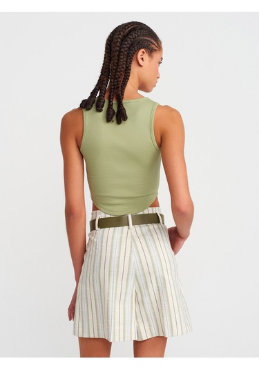 Dilvin 20844 Önü Düğmeli Top-haki Haki