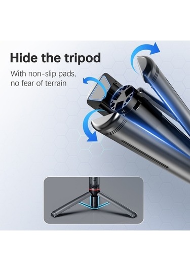 Createtech 27,5 İnç Teleskopik Gimbal Tripod, Titreme Önleyici, Masaüstü Selfie Çubuğu