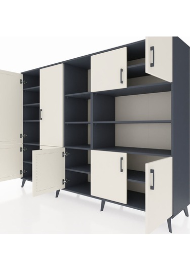 Hyperion Dolap 14 Raflı 9 Kapaklı 220x44x163 Antrasit-aytaşı/antr Antrasit-aytaşı/antrasit