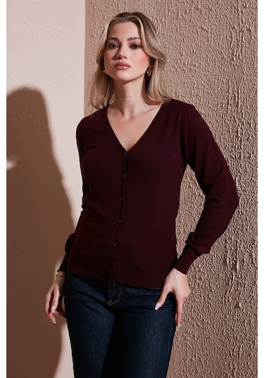 Fashion Friends Bayan Hırka 25k0781k1 Bordo Bordo Fashion Friends Bayan Hırka 25k0781k1 Bordo Bordo