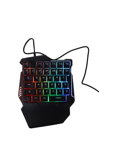 Yuntech01 Ergonomik Wrist Restli 35 Tuşlu Kablolu Bir El Oyun Klavyesi, Rgb Işıklı Sessiz Abs Materyal Pubg Oyuncu Yardımı