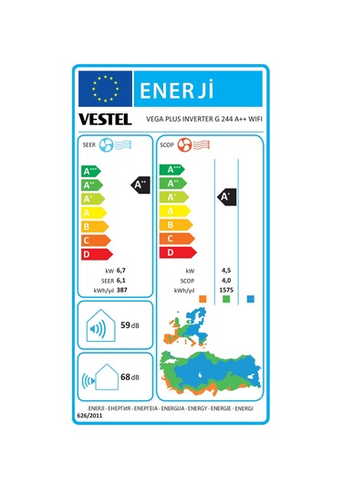Vestel Vega Plus Inverter G 246 A++ 24000 BTU WIFI Duvar Tipi Klima
