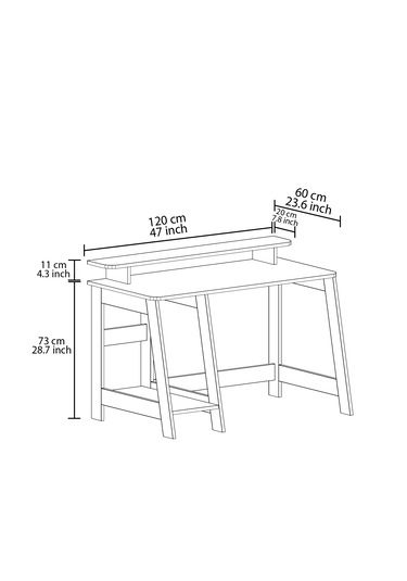 Country Ergonomik Çalışma Masası, Modern Bilgisayar Masası - Beyaz/Antik Ceviz