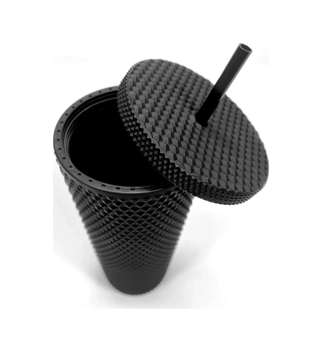 Haware Tekrar Kullanılabilir Kapaklı Ve Pipetli İçecek Bardağı 53860325 Siyah Mat