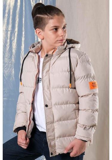 Designed Kapüşonlu Içi Polar Astarlı Erkek Çocuk Şişme Mont