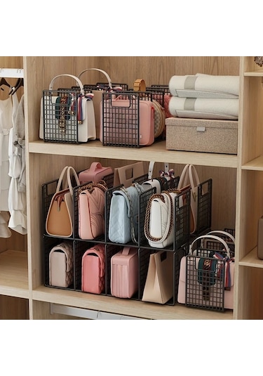 Fochsia Beyaz 3 Katlı Metal Çanta Ve Aksesuar Depolama Askılı Raf Ve Çekmeceli Stackable Düzenleyici Ahşap