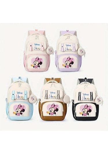 Wangxi Disney Minnie Mouse Sırt Çantası E Sku Özel İsim Ayarlanabilir Askı Hafif Rahat Tablet Bölmeli Büyük Kapasite Günlük Kullanım Seyahat Tatil Hediyesi 40g Geo Black