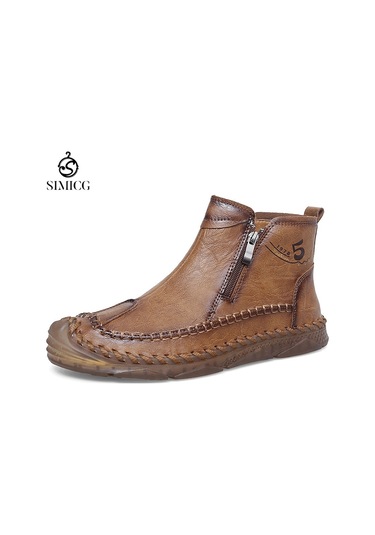 Modaya Uygun Gündelik Yüksek Bilekli Hakiki Deri Erkek Bilek Botları Sarı