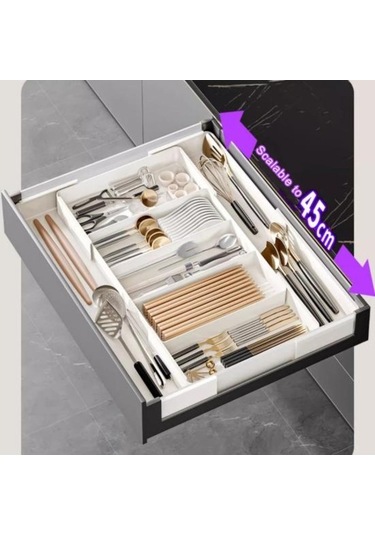 Pazly Teleskopik Sofra Saklama Kutusu Genişletilebilir Büyük Kapasiteli Çok Bölmeli Diğer