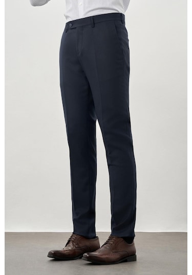 Koyu Lacivert Düz Gabardin Esnek Yan Cep Slim Fit Classic Pantolon 1003245209 200 Koyu Lacivert